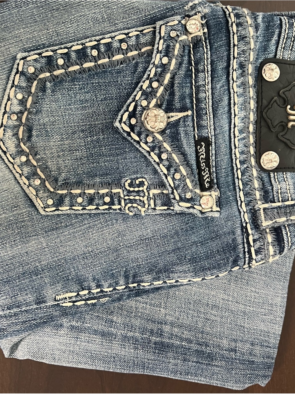 Miss Me Medium Blue Stud-Trim Bootcut Jeans - Picture 7 of 8